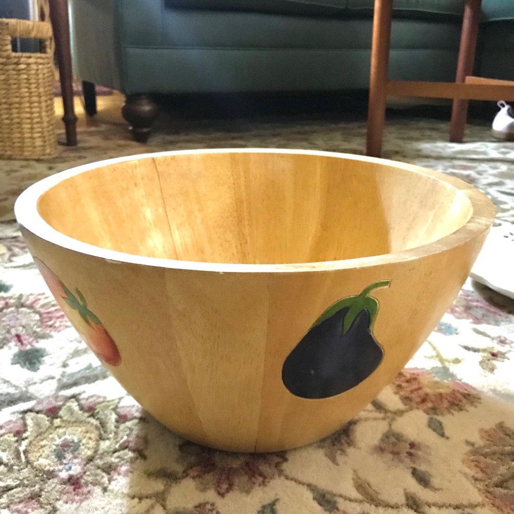 Large Wood Carved Salad Bowl